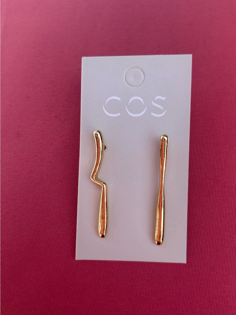 COS Polished Gold Asymmetric Drop Earrings